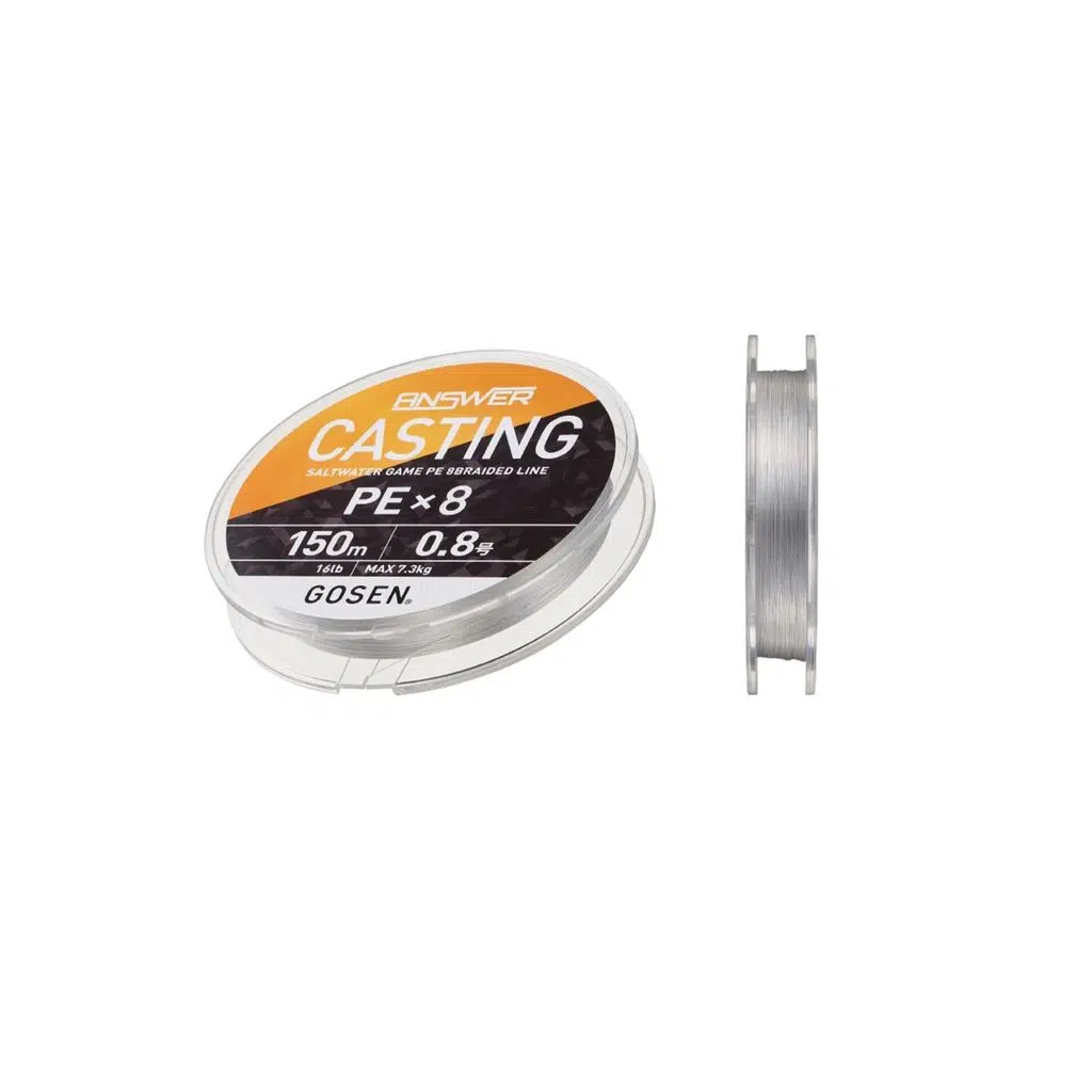 Gosen Answer Casting PE 8 Örgü Spin İpi 150Mt Fine Silver PE 2.0 0,242MM