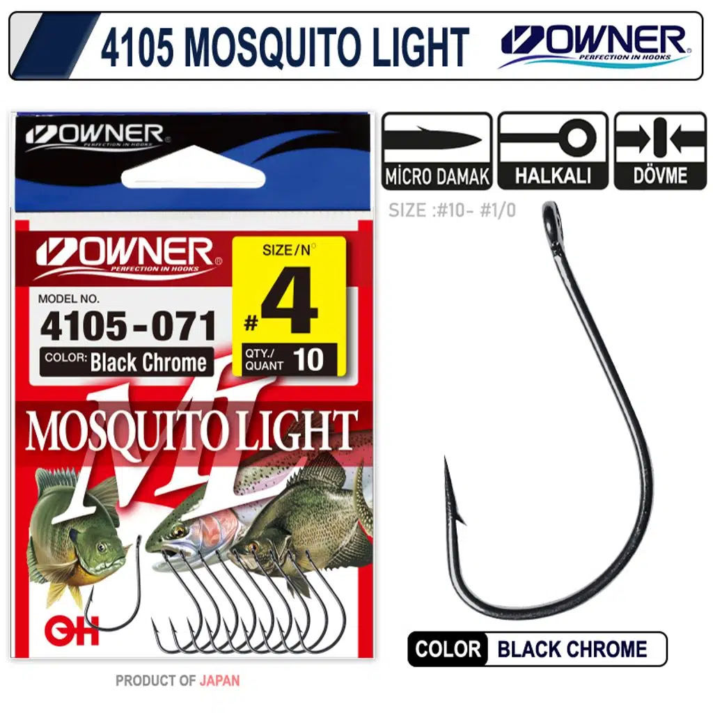 Owner 4105 Musquito Light Black Chrome İğne 2/0 6Pcs