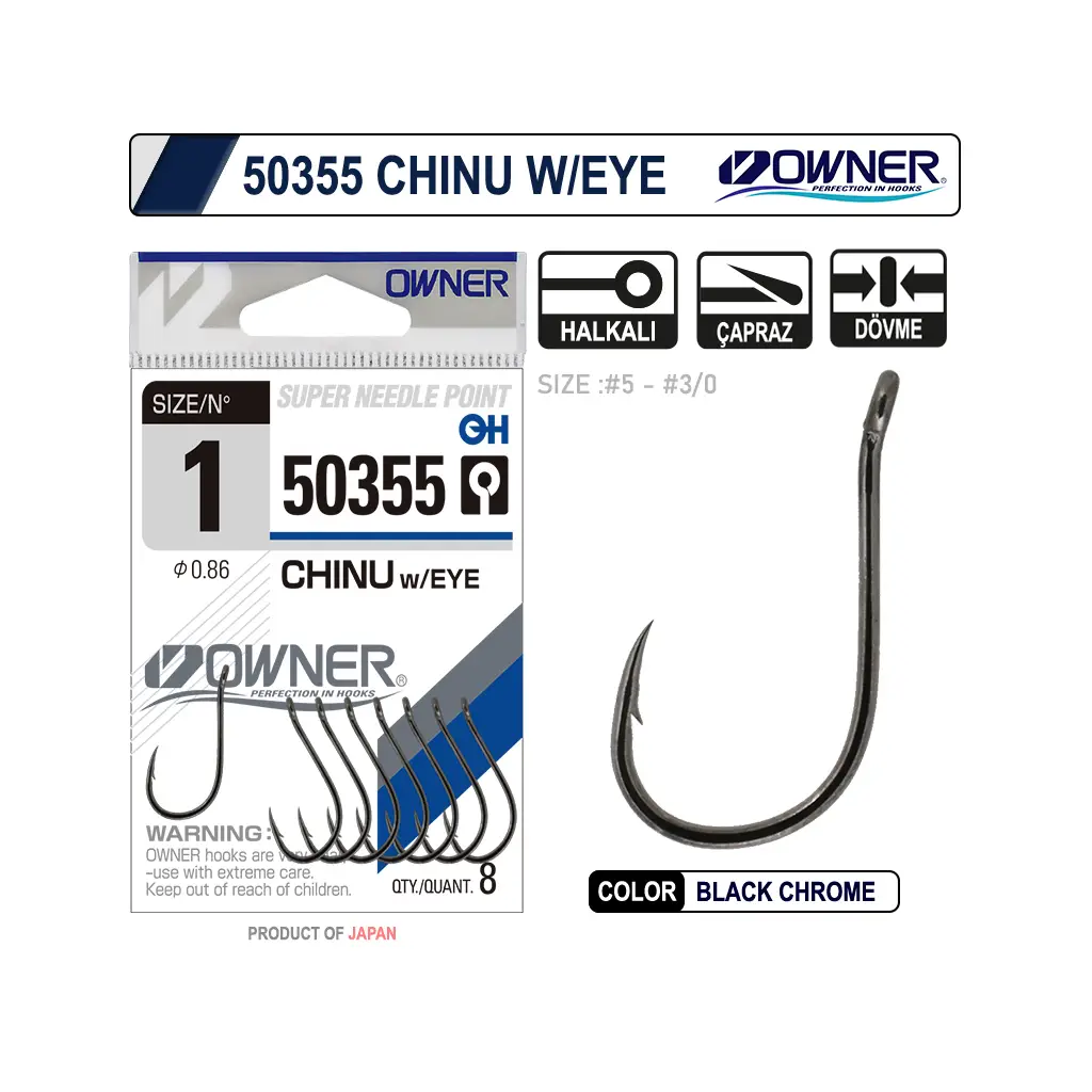 Owner 50355 Chinu W/ Eye Gun Black İğne No:5/0