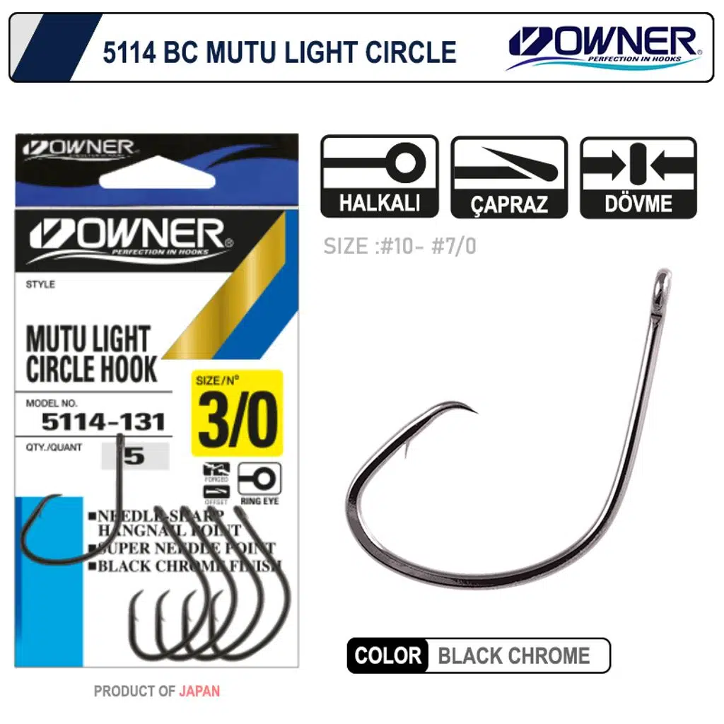 Owner 5114 Mutu Light Black Chrome İğne No:1/0