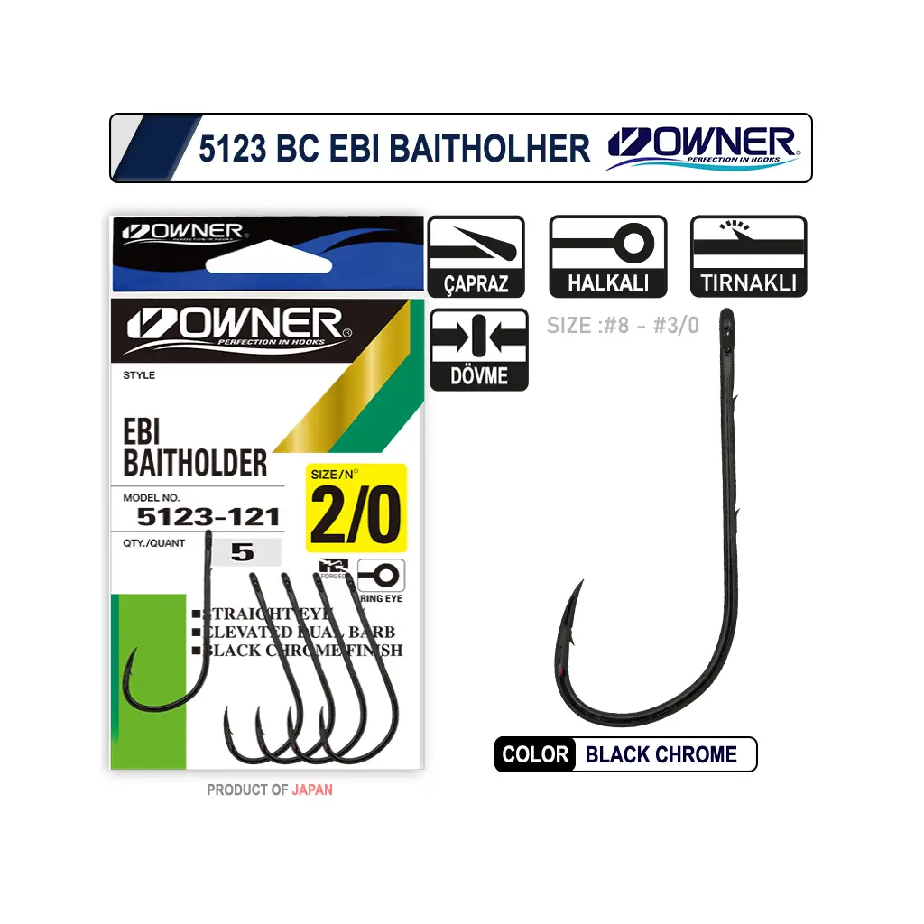 Owner 5123 Ebi Baitholder Black Chrome İğne No:6