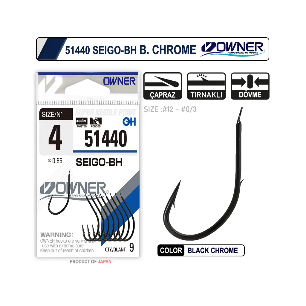 Owner 51440 Seigo-Bh Black Chrome İğne No:1