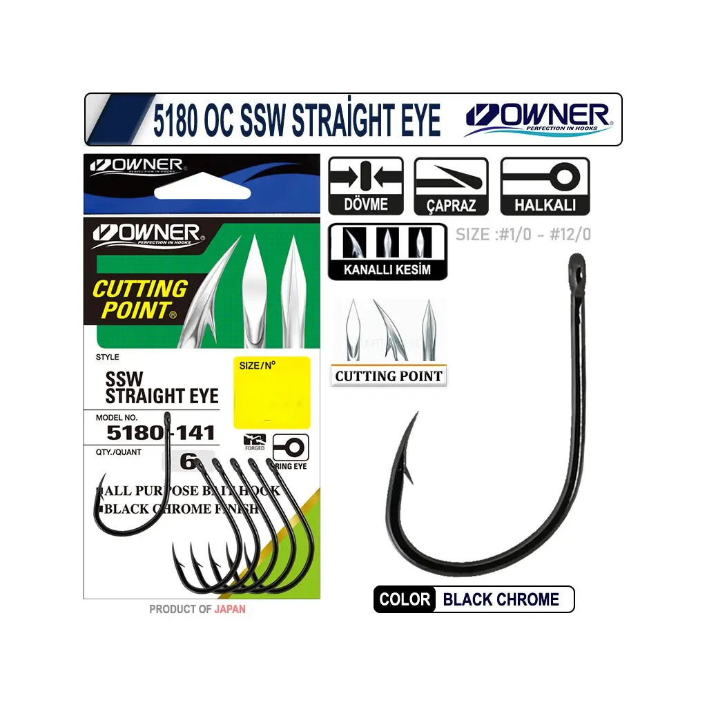OWNER 5180 SSW STRAIGHT EYE OLTA İĞNESİ 1/0 8PCS